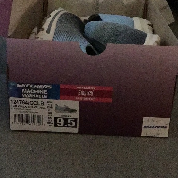 Skechers Blue and Gray Athletic Shoes with Slip-On Design - Picture 5 of 5